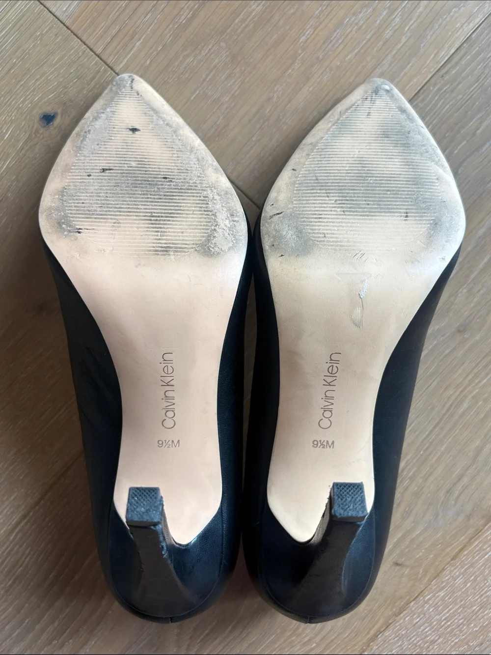 Calvin Klein Brady Heel Size 10 Black Leather Pointed Toe High Heel Pump